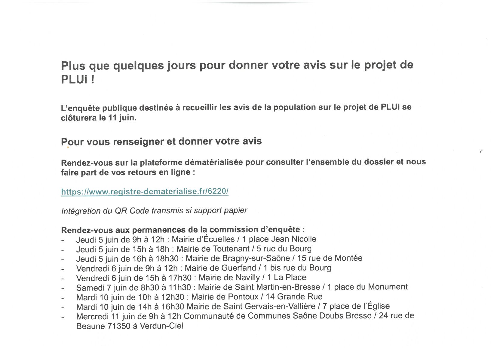Derniers jours pour l'enquête publique du PLUI !!